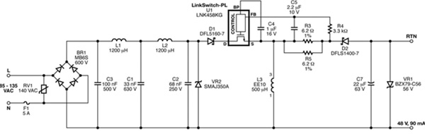 4.5 W buck-boost power supply using LNK458KG 5 W Buck-Boost Power Supply